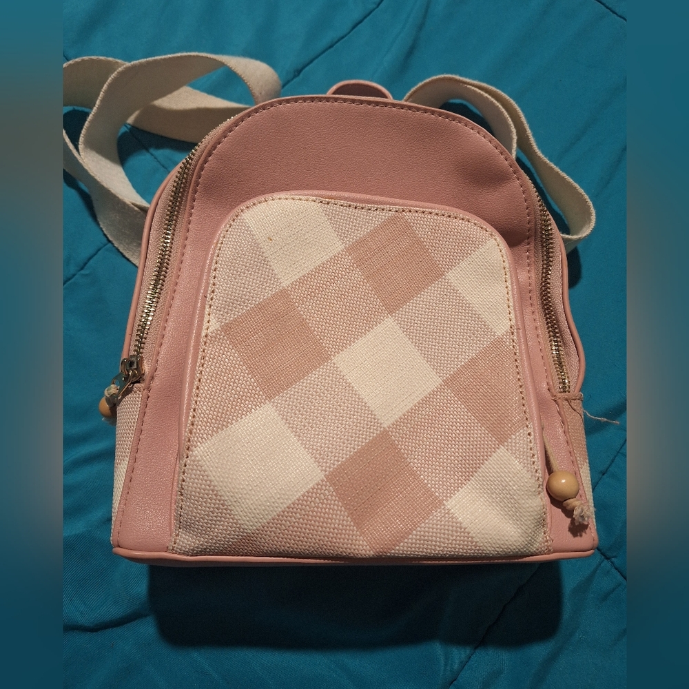 Pink Checkered‎ Women's Backpack Purse